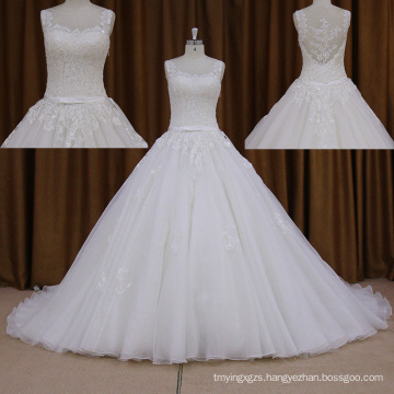 2016 Ball Wedding Dresses+Beading Long Train Lace Dress